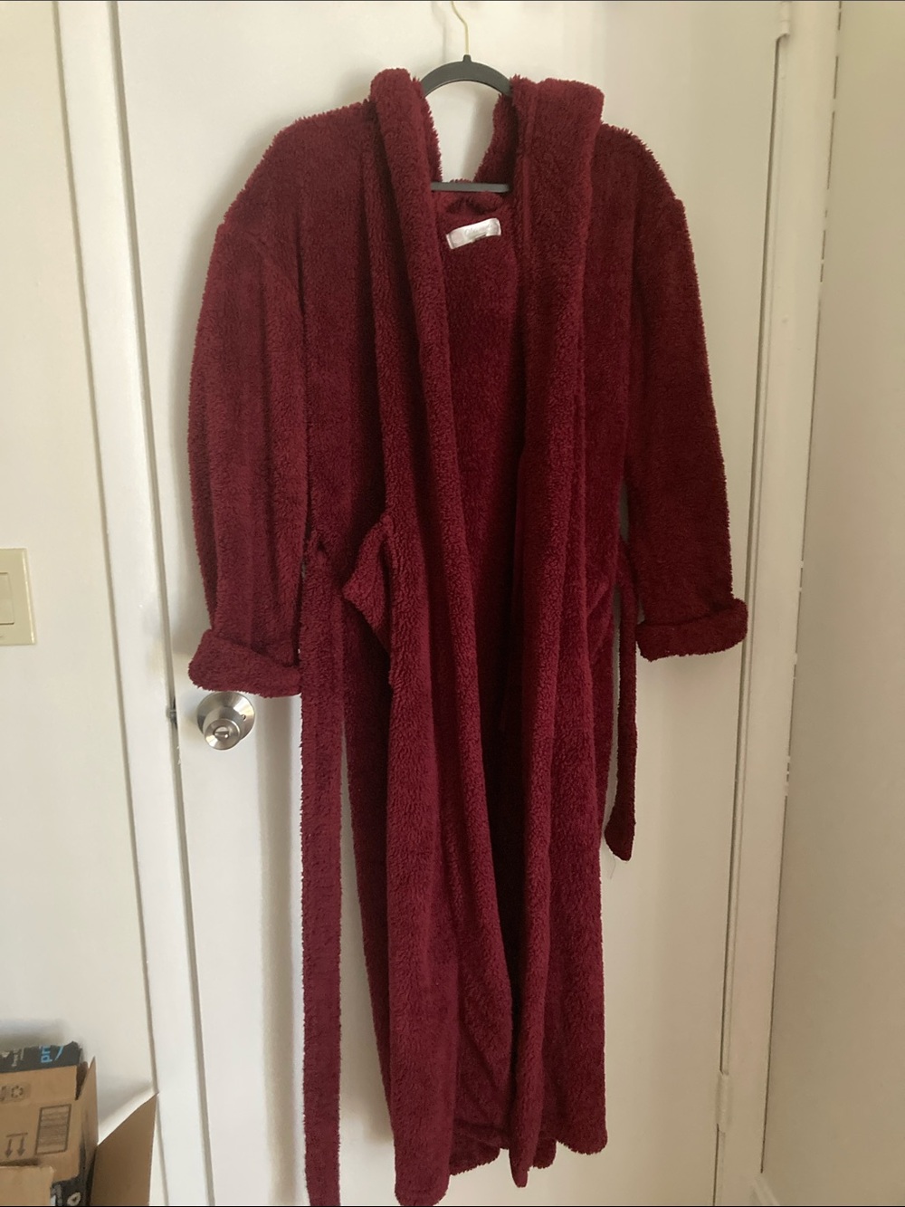 Cozy Plush Burgundy Robe with Hood